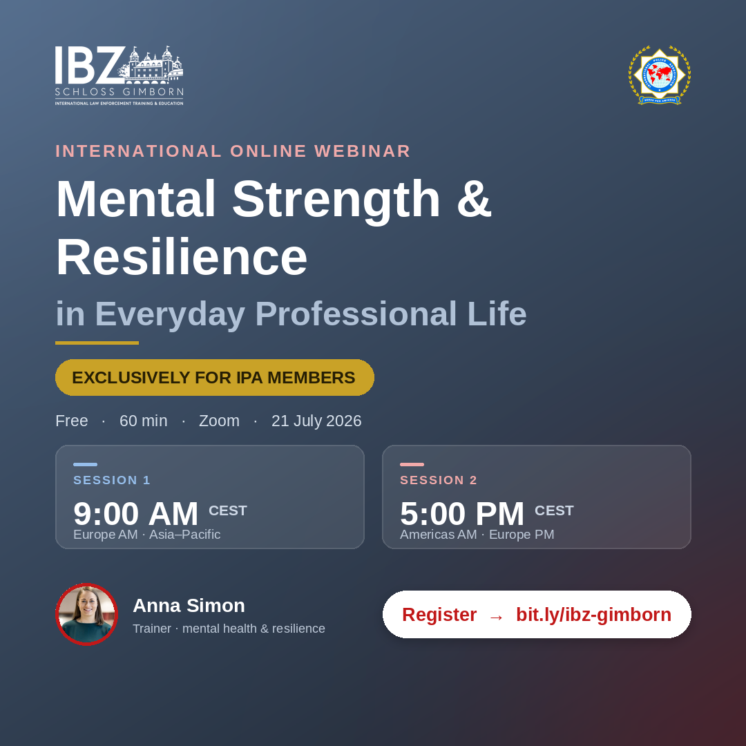 Exclusive IPA member webinar: &quote;Mental Strength and Resilience in Everyday Professional Life&quote;  21 juli a.s.