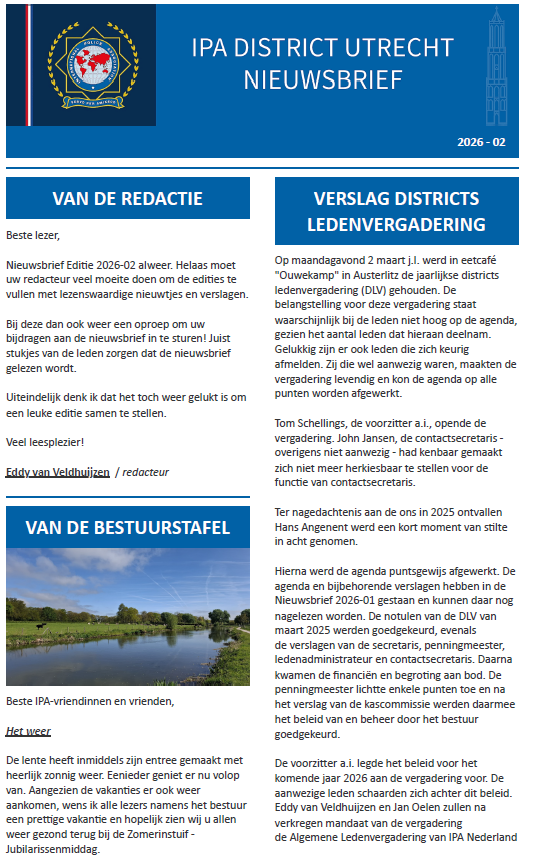 IPA District Utrecht Nieuwsbrief 2026-2